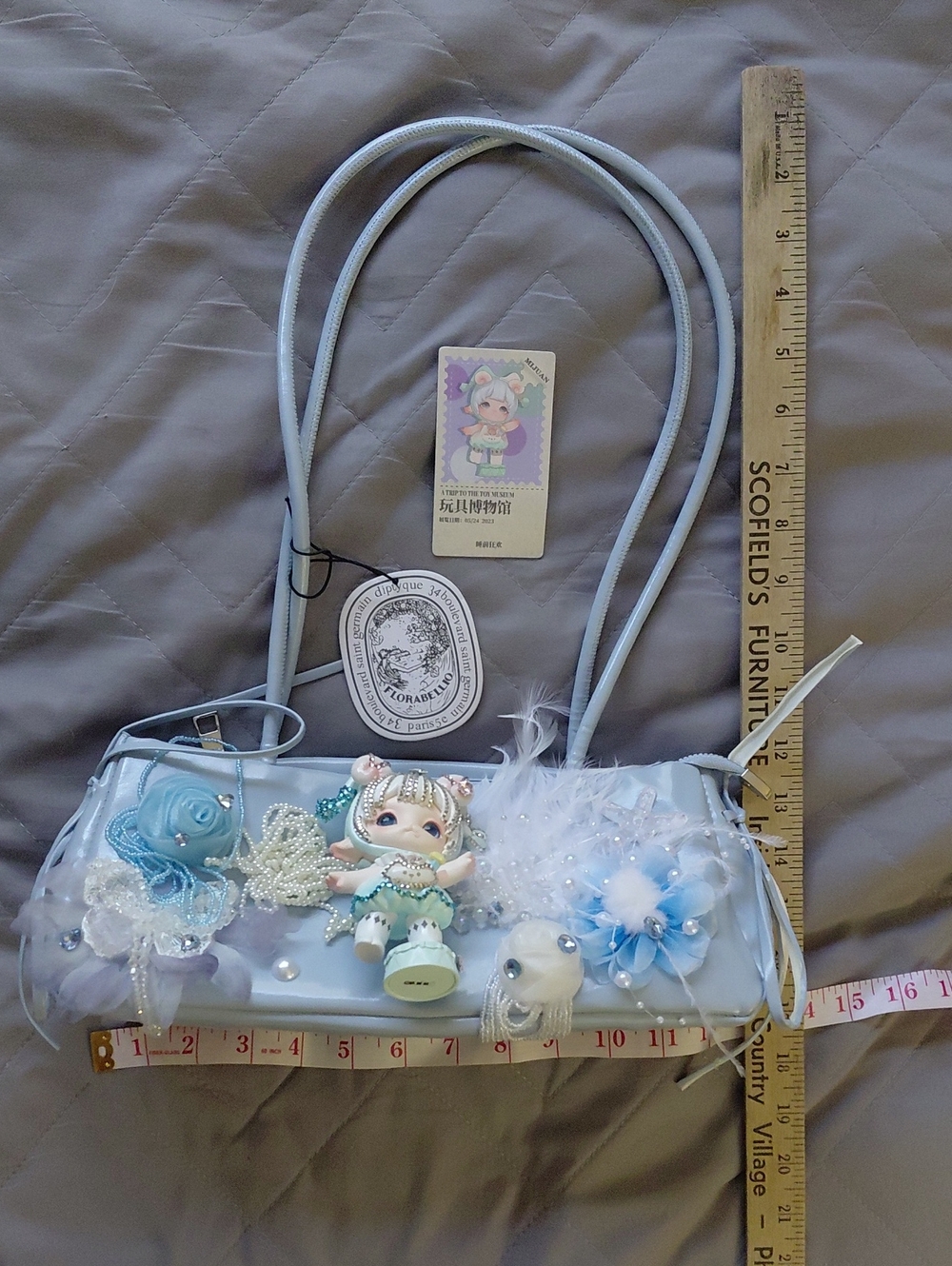MIJUAN Kawaii Blue Decorative Shoulder Bag with Accents